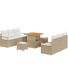 vidaXL 9-częściowy Zestaw Sof Ogrodowych z Poduszkami Beżowy Polirattan Akacja Dārza mēbeļu komplekti
