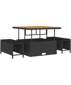 vidaXL 9-częściowy zestaw sof ogrodowych z poduszkami Czarny Polirattan Akacja Dārza mēbeļu komplekti