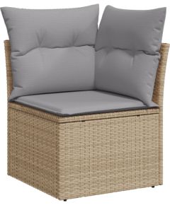 vidaXL 9-częściowy zestaw sof ogrodowych z poduszkami beżowy poli rattan akacja Dārza mēbeļu komplekti