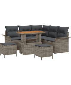 vidaXL 8-częściowy zestaw kanap ogrodowych z poduszkami szary polirattan akacja Dārza mēbeļu komplekti