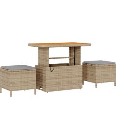 Zestaw Sof Ogrodowych vidaXL 11 Elementów z Poduszkami Beżowy Polirattan Akacja Dārza mēbeļu komplekti