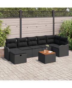 vidaXL 8-elementowy Zestaw Sof Ogrodowych z Poduszkami Czarny Polirattan Dārza mēbeļu komplekti