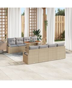 vidaXL 9-częściowy Zestaw Sofy Ogrodowej z Poduszkami Beżowy Polirattan Dārza mēbeļu komplekti