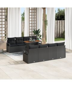 vidaXL 9-częściowy zestaw sof ogrodowych z poduszkami Czarny Polirattan Dārza mēbeļu komplekti