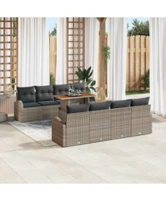 vidaXL 9-częściowy zestaw sof ogrodowych z poduszkami szary polirattan Dārza mēbeļu komplekti