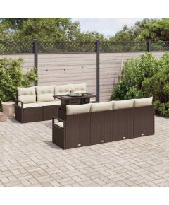 Vidaxl Zestaw 9 Elementów Sof Ogrodowych z Poduszkami Brązowy Polirattan Dārza mēbeļu komplekti