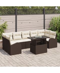 8 Elementowy Zestaw Sof Ogrodowych vidaXL z Poduszkami Brązowy Poli Rattan Dārza mēbeļu komplekti