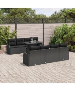 vidaXL 10-częściowy zestaw sof ogrodowych z poduszkami w czarnym rattanowym wykończeniu Dārza mēbeļu komplekti