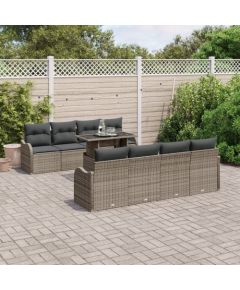 vidaXL 10-częściowy zestaw sof ogrodowych z poduszkami szary poli rattan Dārza mēbeļu komplekti