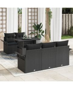 vidaXL 6 Częściowy zestaw kanap ogrodowych z poduszkami czarny poli rattan Dārza mēbeļu komplekti