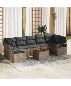 vidaXL 8-częściowy Zestaw Sofy Ogrodowej z Poduszkami Szary Polirattan Akacja Dārza mēbeļu komplekti