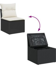 vidaXL 7-częściowy zestaw sofy ogrodowej z poduszkami czarny polirattan akacja Dārza mēbeļu komplekti