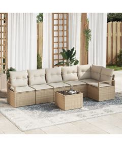 vidaXL 7-częściowy zestaw sof ogrodowych z poduszkami brązowy polirattan Dārza mēbeļu komplekti