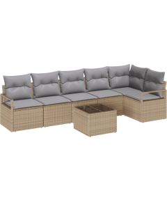 vidaXL 7-częściowy zestaw sofy ogrodowej z poduszkami w czarnym poli rattan Dārza mēbeļu komplekti