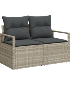 vidaXL 4-częściowy zestaw sof ogrodowych z poduszkami jasnoszary polirattan Dārza mēbeļu komplekti