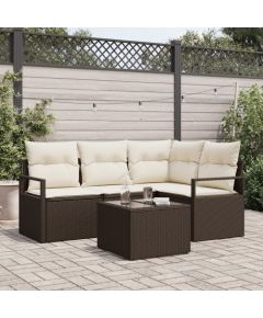 vidaXL 4-elementowy zestaw sofy ogrodowej z poduszkami szara sofa rattanowa Dārza mēbeļu komplekti