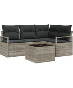 vidaXL 5 Elementowy Zestaw Sof Ogrodowych z Poduszkami Szary Polirattan Dārza mēbeļu komplekti