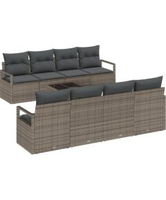vidaXL 9-częściowy zestaw sof ogrodowych z poduszkami szary poli rattan Dārza mēbeļu komplekti