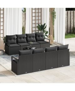 Vidaxl zadajXL 9-częściowy zestaw sof ogrodowych z poduszkami Czarny Poli Rattan Dārza mēbeļu komplekti