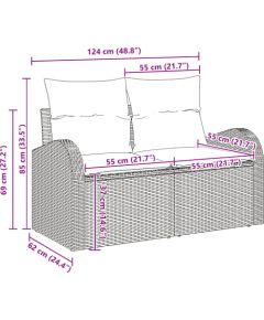 vidaXL 8-częściowy zestaw sof ogrodowych z poduszkami czarny polirattan Dārza mēbeļu komplekti