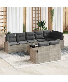 vidaXL Zestaw Sofy Ogrodowej 9 Części z Poduszkami Szary Polirattan Dārza mēbeļu komplekti