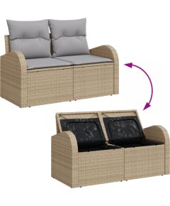 vidaXL 7-częściowy zestaw sof ogrodowych z poduszkami Beżowy Polirattan Dārza mēbeļu komplekti