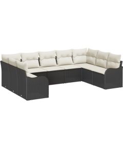 vidaXL 9-częściowy Zestaw Sof Ogrodowych z Poduszkami Czarny Polirattan Dārza mēbeļu komplekti