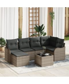 vidaXL Zestaw 6-elementowy sofy ogrodowej z poduszkami czarnym rattanu Dārza mēbeļu komplekti