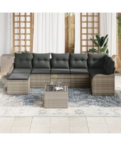 vidaXL Zestaw ogrodowy 8 częściowy z poduszkami Szary z polirattanu Dārza mēbeļu komplekti