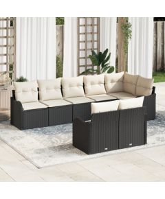 vidaXL Zestaw 8 częściowych sof ogrodowych z poduszkami Czarny Polirattan Dārza mēbeļu komplekti