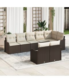 vidaXL 8-częściowy zestaw sof ogrodowych z poduszkami Brązowy Poli Rattan Dārza mēbeļu komplekti