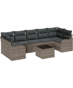 Vidaxl Zestaw 8-częściowy sof ogrodowych z poduszkami szary poli rattan Dārza mēbeļu komplekti