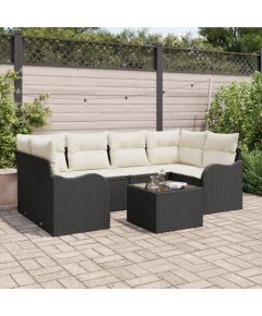vidaXL 7-częściowy zestaw sof ogrodowych z poduszkami Czarny Polirattan Dārza mēbeļu komplekti
