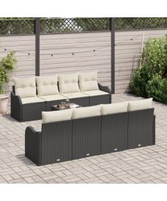 vidaXL 9-częściowy Zestaw Kanap Ogrodowych z Poduszkami Czarny Polirattan Dārza mēbeļu komplekti