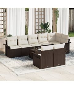 Zestaw sof ogrodowych vidaXL 8 częściowy z poduszkami w szarym polirattanie Dārza mēbeļu komplekti