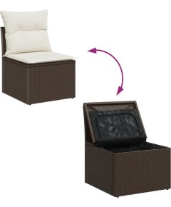 Zestaw sofy ogrodowej vidaXL 8-elementowy z poduszkami Brązowy polirattan Dārza mēbeļu komplekti