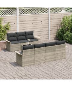 Zestaw 8-częściowej sofy ogrodowej vidaXL z poduszkami Jasnoszary Polirattan Dārza mēbeļu komplekti