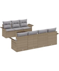 vidaXL 8-częściowy zestaw sof ogrodowych z poduszkami beżowe polirattan Dārza mēbeļu komplekti