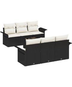 vidaXL 7-częściowy zestaw sof ogrodowych z poduszkami czarny polirattan Dārza mēbeļu komplekti