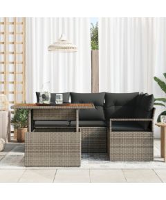 vidaXL 5-częściowy zestaw kanap ogrodowych z szarymi poduszkami i akacją Dārza mēbeļu komplekti