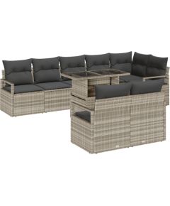 vidaXL 9-częściowy zestaw sof ogrodowych z poduszkami jasnoszary polirattan Dārza mēbeļu komplekti