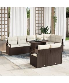 vidaXL 9-częściowy zestaw sof ogrodowych z poduszkami brązowy polirattan Dārza mēbeļu komplekti