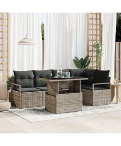 vidaXL 6-częściowy zestaw sof ogrodowych z poduszkami szary poli rattan Dārza mēbeļu komplekti