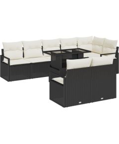 vidaXL 9-Częściowy Zestaw Sofy Ogrodowej z Poduszkami Czarny Polirattan Dārza mēbeļu komplekti
