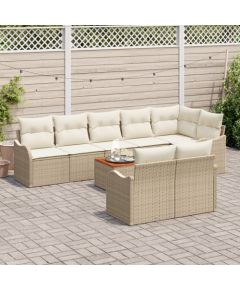 vidaXL 9-częściowy zestaw kanap ogrodowych z poduszkami beżowy polirattan akacja Dārza mēbeļu komplekti