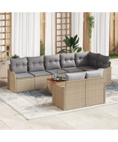 vidaXL 9-częściowy zestaw sof ogrodowych z poduszkami Beżowy Polirattan Akacja Dārza mēbeļu komplekti