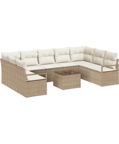 vidaXL 10-częściowy zestaw sof ogrodowych z poduszkami brązowy polirattan Dārza mēbeļu komplekti