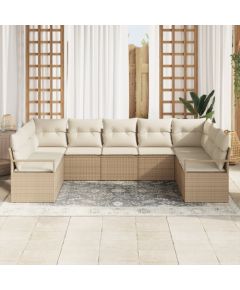 Zestaw sof ogrodowych vidaXL 9-częściowy z poduszkami beżowy rattan PE Dārza mēbeļu komplekti