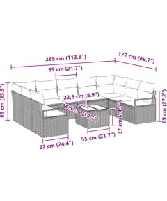 vidaXL Zestaw 9-elementowy sofy ogrodowej z poduszkami Brązowy Polirattan Dārza mēbeļu komplekti
