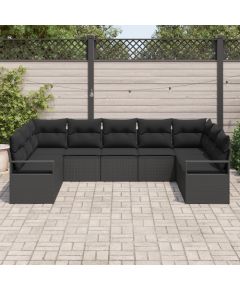 Vidaxl Zestaw 9-częściowy sof do ogrodu z poduszkami Czarny Polirattan Dārza mēbeļu komplekti